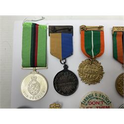 Small collection of Irish related medals, cap badges, buttons, political pin badges etc