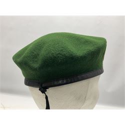 Four paratrooper berets - Russian, Italian, British and Foreign Legion; all with badges (4)