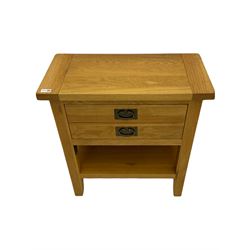 Light oak side table, fitted with one drawer