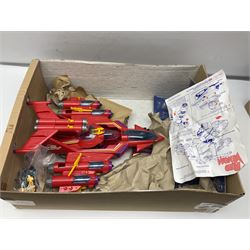 Two 1980s Bluebird Manta Force spaceship playsets - Red Venom and Entire Space Battle Force in one Gigantic Ship; both boxed with instructions.; and quantity of spare figures