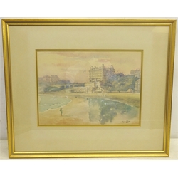  'Scarborough South Bay in January', watercolour signed by Alfred Gill (British 1897-1981), titled verso 23cm x 32cm Notes: Gill was a protof Sir Henry Rushbury (1889-1968) he exhibited at the Royal Academy and the Paris Salon, and was President of the York Arts Society  