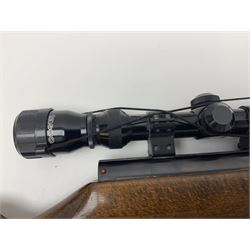 Weihrauch model HW 77 K  .22 air rifle with under lever action, beech stock with chequered pistol grip and Tasco WA39x40-1 scope, serial no.1283661 L102cm overall NB: AGE RESTRICTIONS APPLY TO THE PURCHASE OF THIS LOT