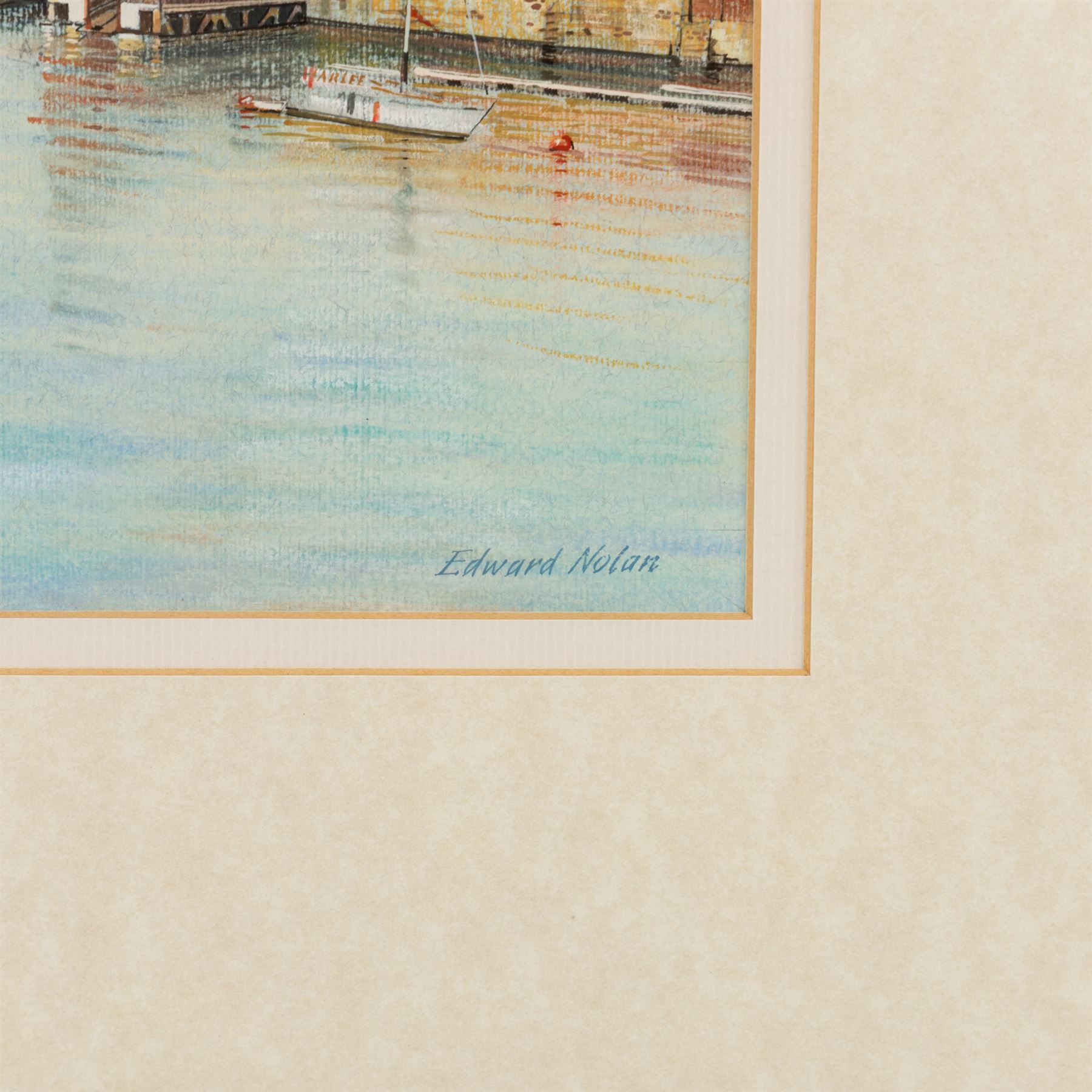 Edward Nolan ARCA (British 1934-): Whitby Harbour, mixed media signed 22cm x 30cm