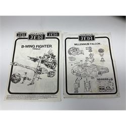 Star Wars - three space vehicles comprising B-Wing fighter and large Millenium Falcon space ship; both with instructions; and Boba Fett Slave 1; all unboxed (3)