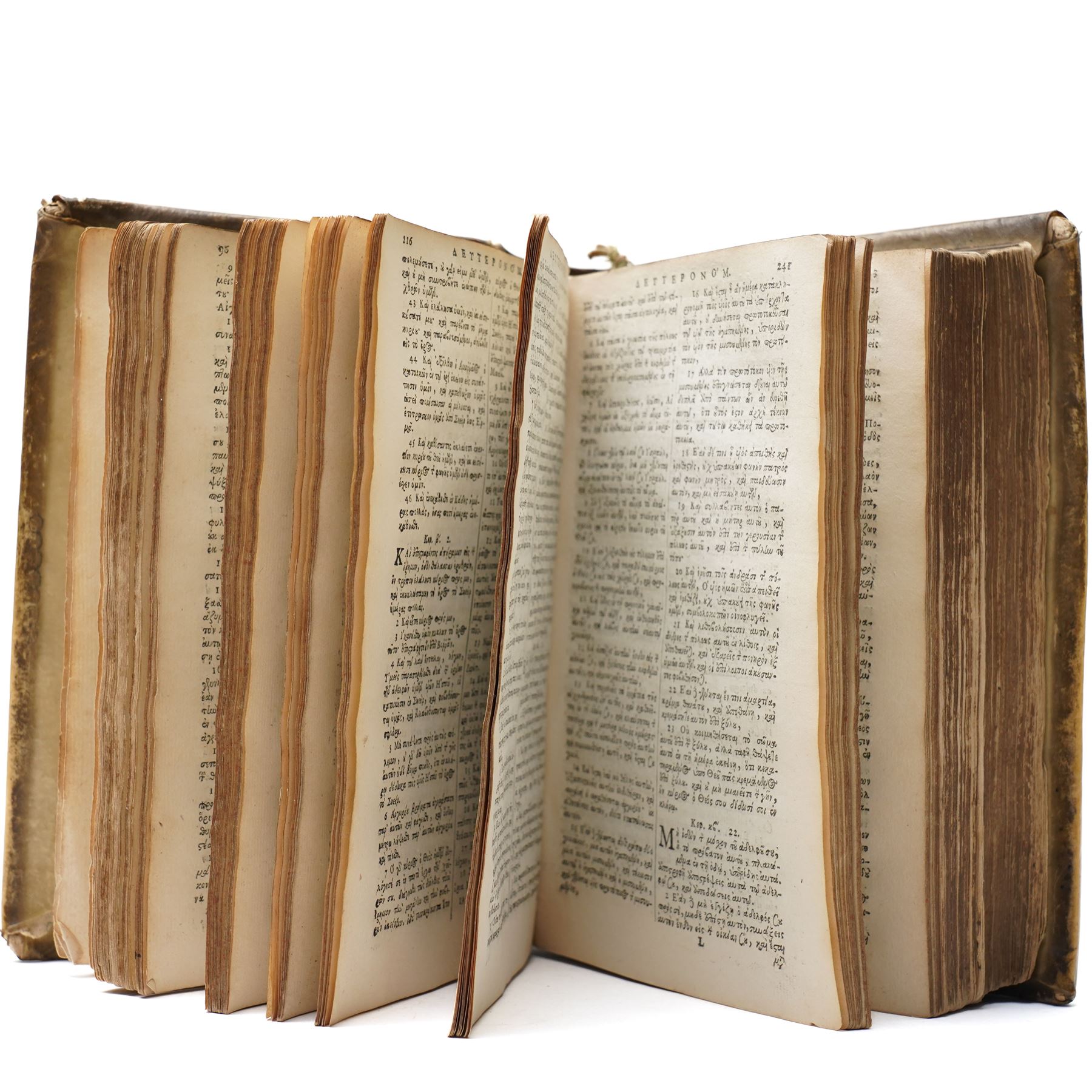 17th century Greek Old Testament - Vetvs Testamentvm Græcvm ex Versione Septuaginta Interpretum, juxta exemplar Vaticanum, Amsterdam, Ex Officinâ Viduæ Joannis à Someren, Henrici & Viduæ Theodori Boom, 1683, 8vo, Greek text throughout (Ἡ Παλαιὰ Διαθήκη κατὰ τοὺς Ἑβδομήκοντα), title printed in red and black with woodcut vignette, contemporary blind-panelled vellum, spine with raised bands