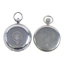 Two pocket watches, comprising silver open-faced example with enamel dial and subsidiary seconds dial, hallmarked and a military issued example engraved B39693 with broad arrow verso