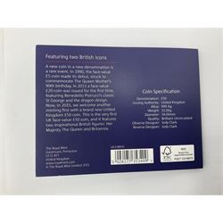 The Royal Mint United Kingdom 2015 fine silver fifty pound Britannia coin, on card