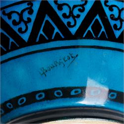 Sevres vase, decorated stylised patterns including fish and rope, designed by L Bourgeot, stamped to base, H25cm 