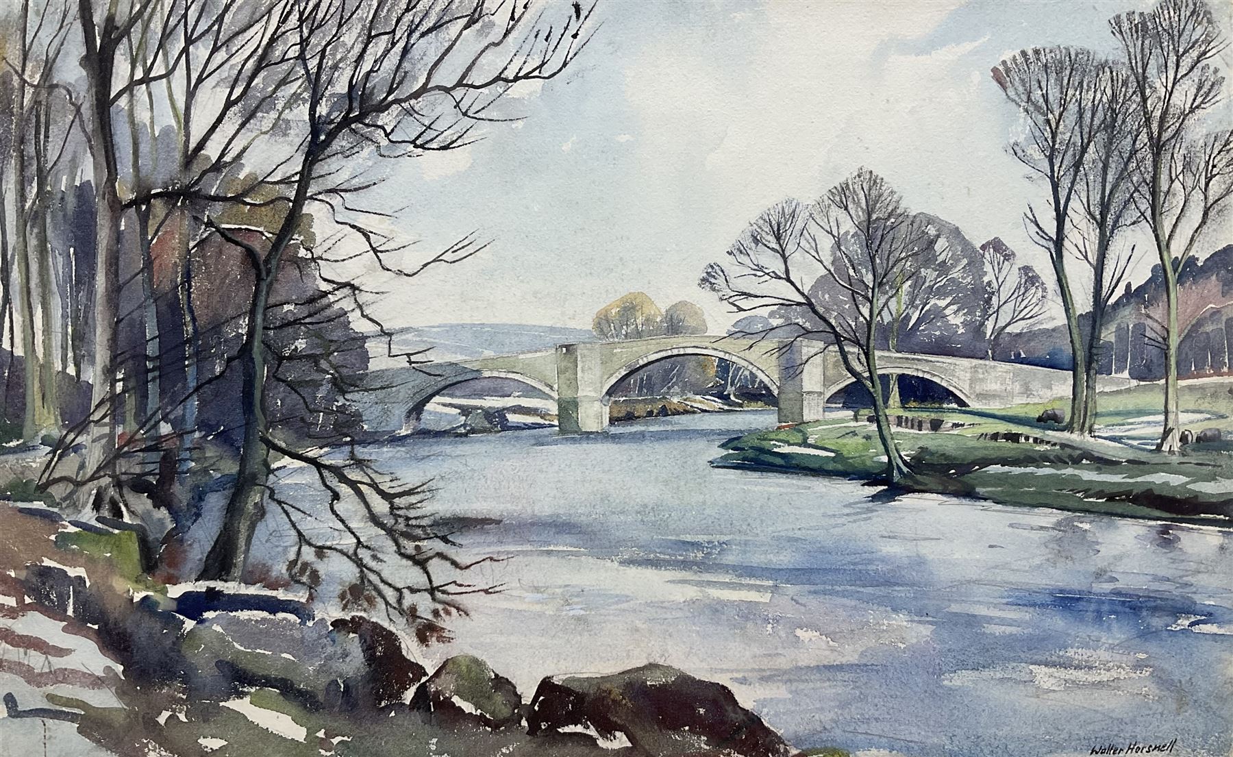 Walter Cecil Horsnell (British 1911-1997): 'Barden Bridge - Appletreewick Yorkshire', watercolour signed, titled and dated 1962 verso, 30cm x 49cm