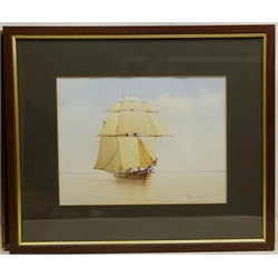  Roger Davies (British 1945-): 'Schooner after John Ward', watercolour signed, titled verso 23cm x 31cm  