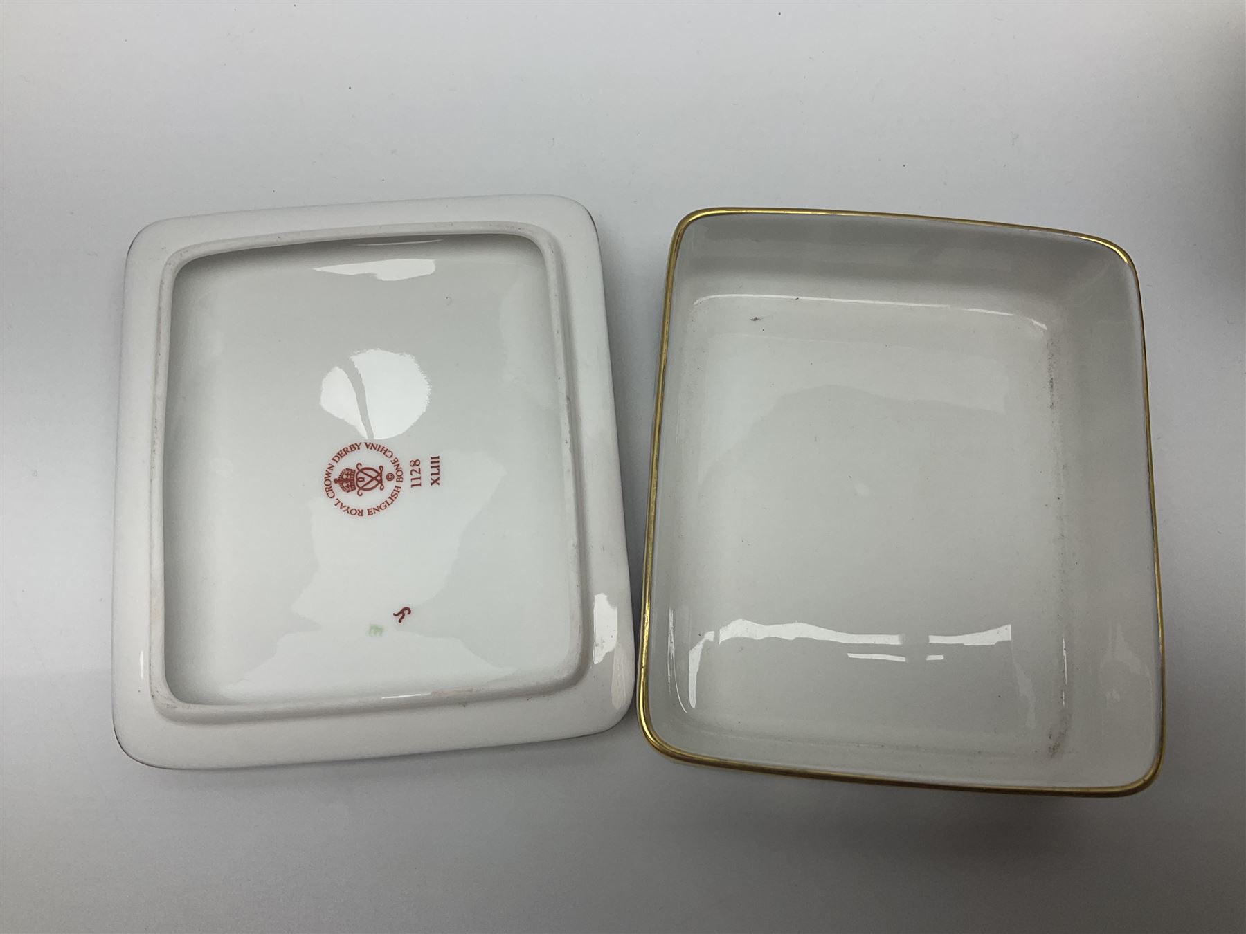 Royal Crown Derby Old Imari pattern vase, together with matching lighter and trinket box, all with printed marks beneath, vase H18cm