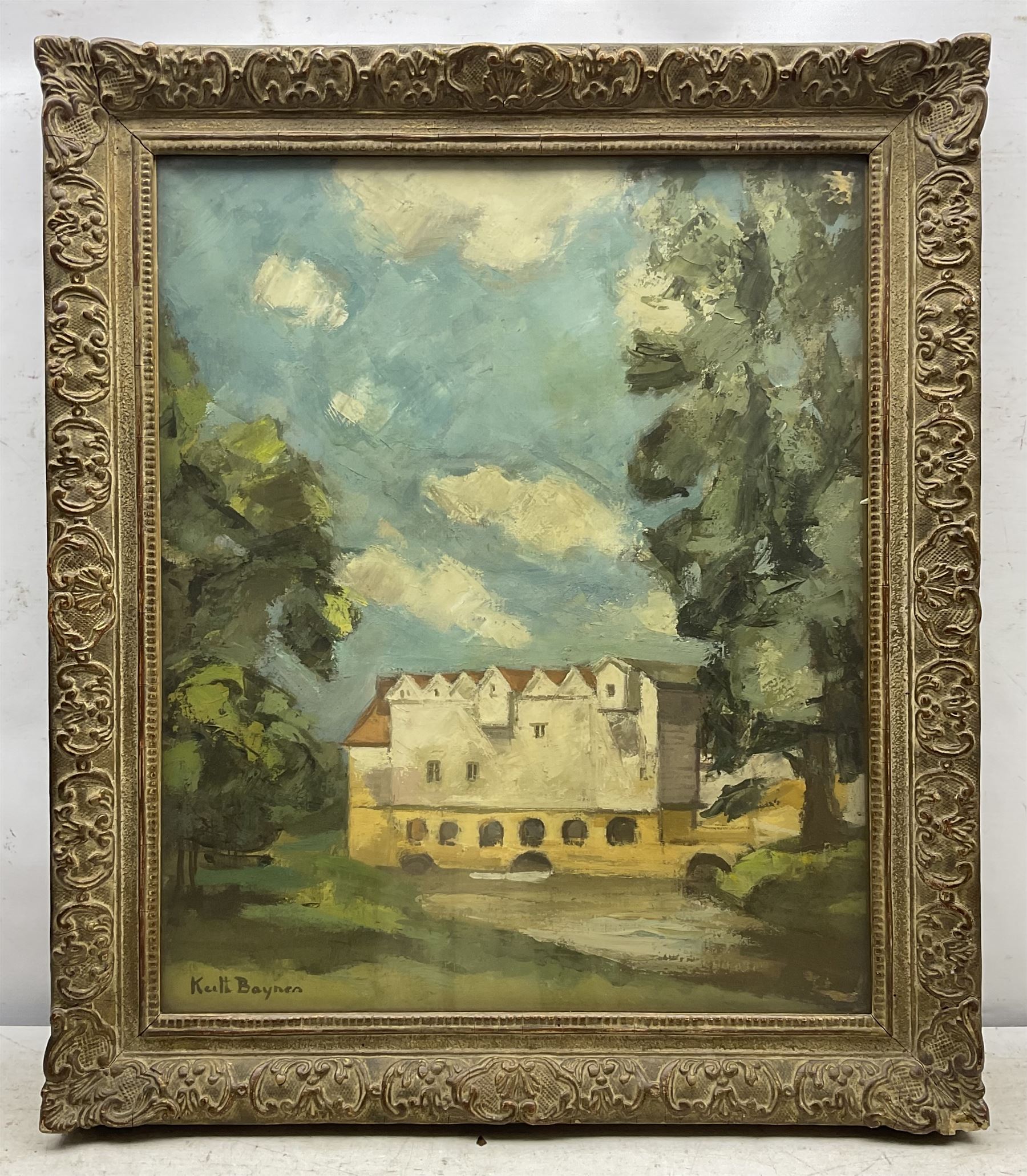 Keith Stuart Baynes (British 1887-1977): View of a Mill in Summer, oil on canvas signed, labelled verso 60cm x 50cm