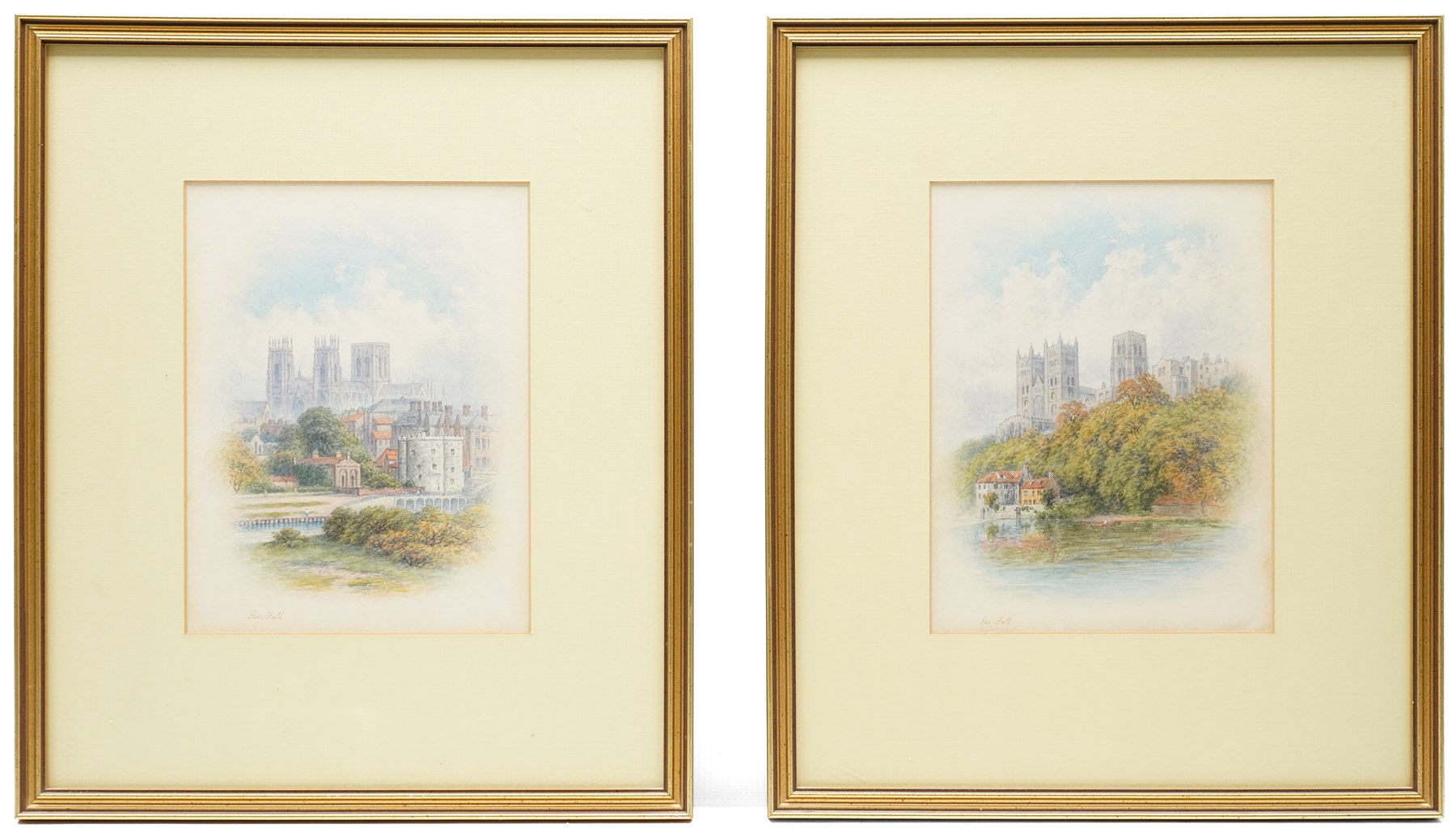 George Fall (British 1848-1925): York Minster and Durham Cathedral, pair of watercolours signed, in matching frames 21cm x 15.5cm (2)
