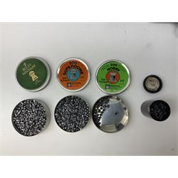 H. Weihrauch HW45 air pistol, .177 calibre, over-lever mechanism, chequered grip No.372679 L31cm; and quantity of pellets