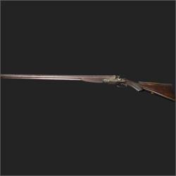 William Moore & Grey, 10 bore double trigger hammer gun, side by side double barrel with 81.5cm (32