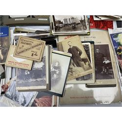 Quantity of postcards, film stills and other paper ephemera of film and theatre interest including Dracula and horror films; Victorian Cartes-de-Visites and cabinet portraits, photograph album etc