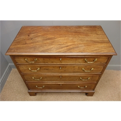  George III mahogany chest, four graduating drawers on bracket feet (W91cm, H83cm, D47cm) and a mahogany table top mirror  