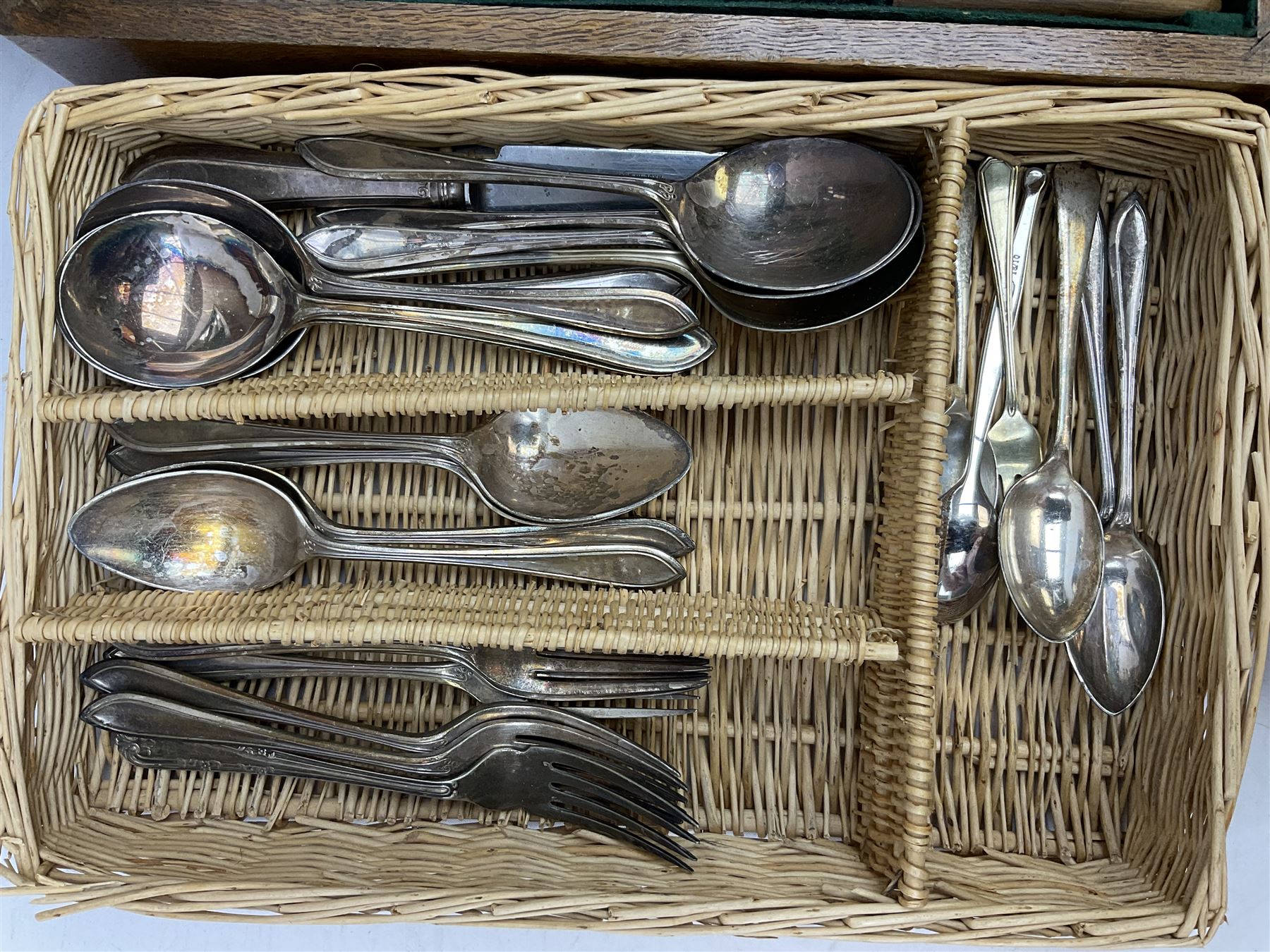 20th century Joseph Elliot & Sons cased canteen of cutlery together with other cutlery to include silver-plate examples