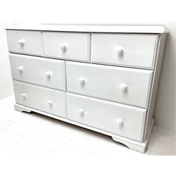 Painted pine chest, three short and four long drawers, bracket supports 