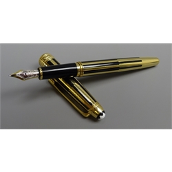  Writing Instruments - Montblanc 'Meisterstuck' fountain pen, with '18K' gold nib, two tone body, boxed, with warranty/service guide   
