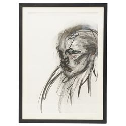 Susanna Jacobs (British 1966-): Portrait of a Man, charcoal unsigned, labelled verso 98cm x 68cm