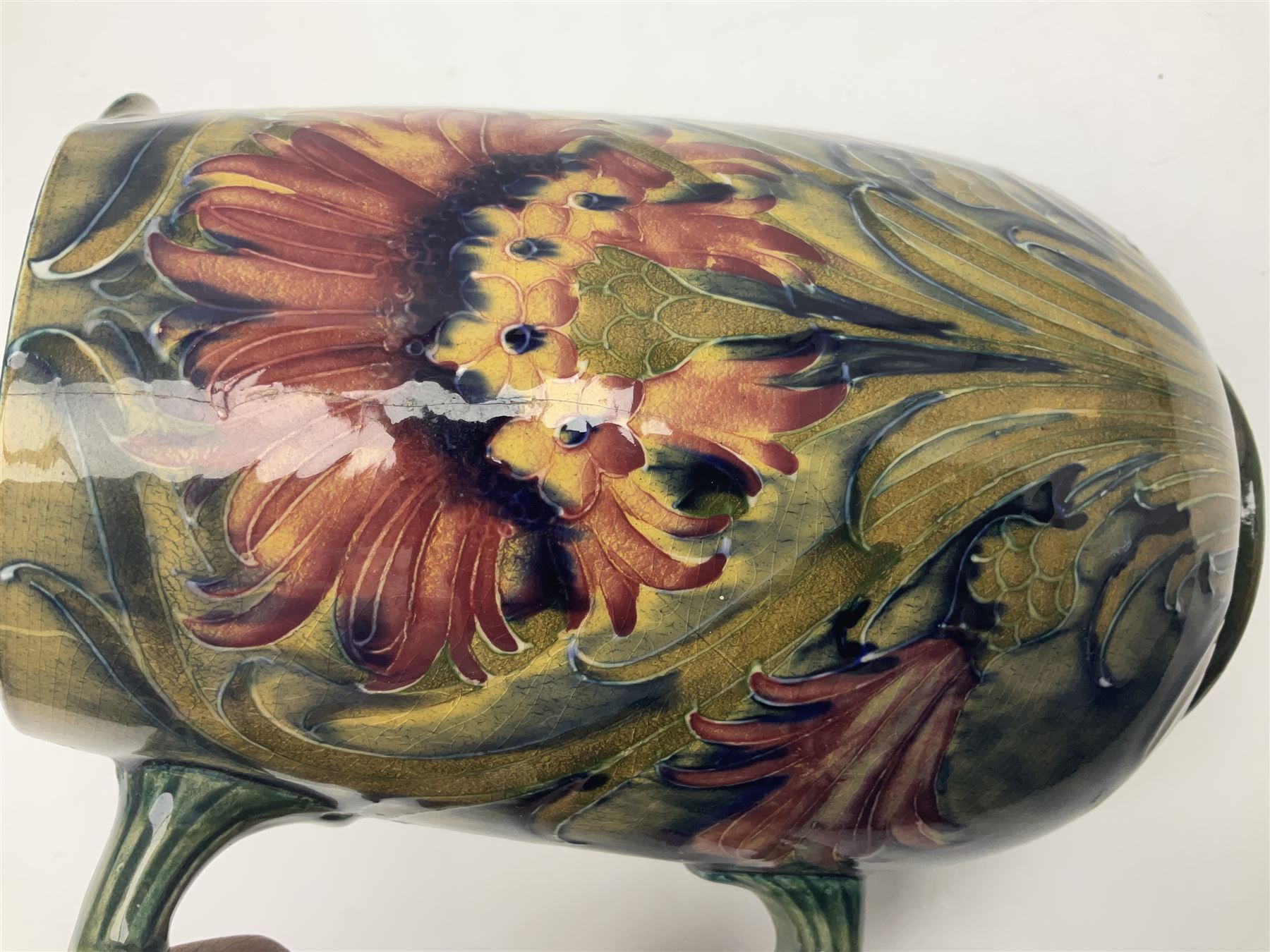 Early 20th century Moorcroft for Macintyre jug, decorated in Revived Cornflower pattern, impressed mark to base, H19cm