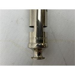 ‘The Metropolitan’ Police ebonised and black leather swagger stick, with combined whistle, 60cm