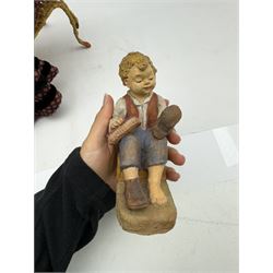 Anna Meszaros (Hungarian 1905-1998): 'My Great Granny', handmade needlework figurine, together with small plaster cast of a young boy by the same artist, granny H30cm
Auctioneer's Note: Anna Meszaros came to England from her native Hungary in 1959 to marry an English businessman she met while demonstrating her art at the 1958 Brussels Exhibition. Shortly before she left for England she was awarded the title of Folk Artist Master by the Hungarian Government. Anna was a gifted painter of mainly portraits and sculptress before starting to make her figurines which are completely hand made and unique, each with a character and expression of its own. The hands, feet and face are sculptured by layering the material and pulling the features into place with needle and thread. She died in Hull in 1998