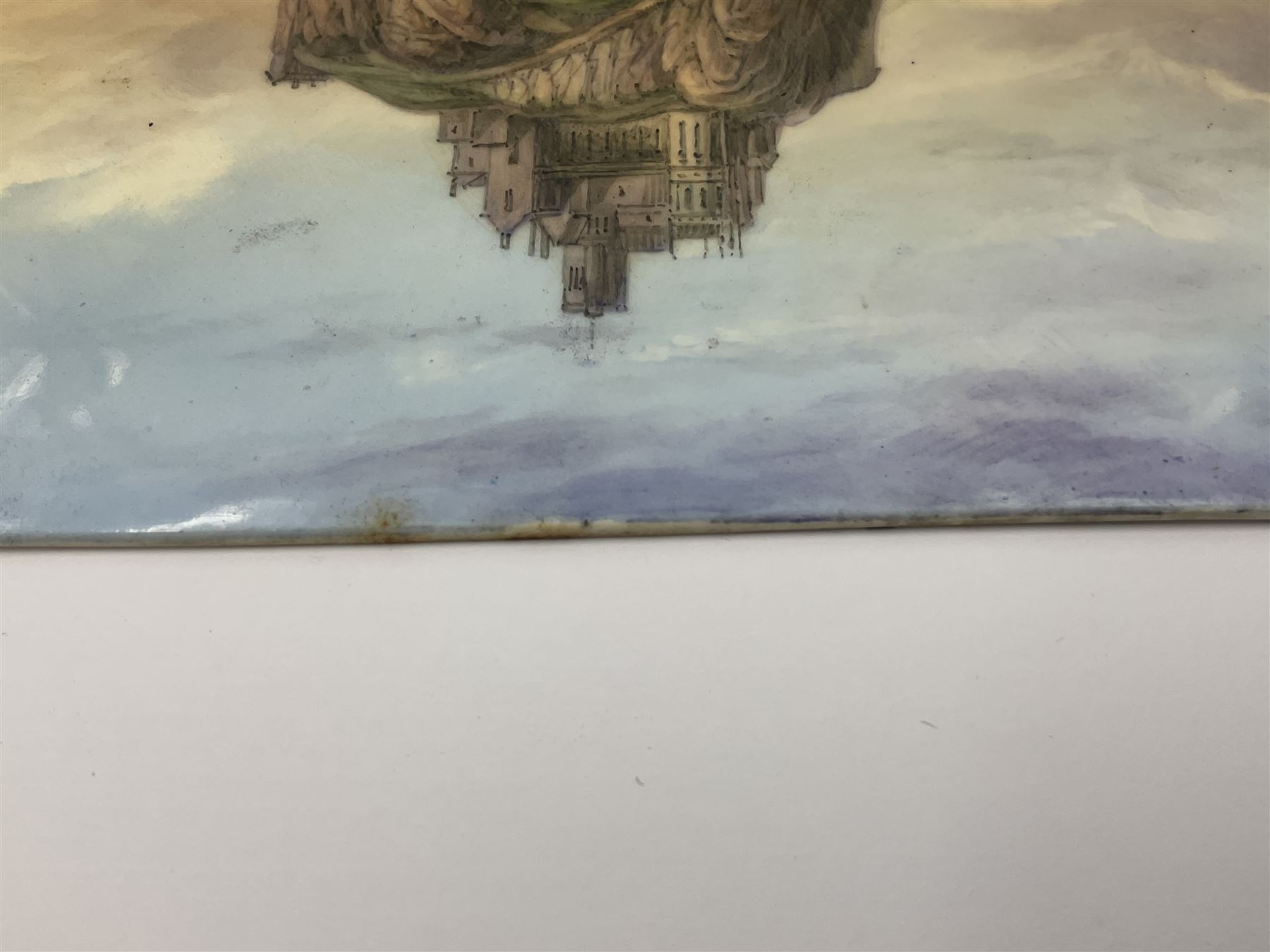 Richard Abbott: St Michael’s Mount, painted oil on porcelain plaque, with 'St Michaels Mount painted by R. Abbott', inscribed on reverse, H15cm, W19cm