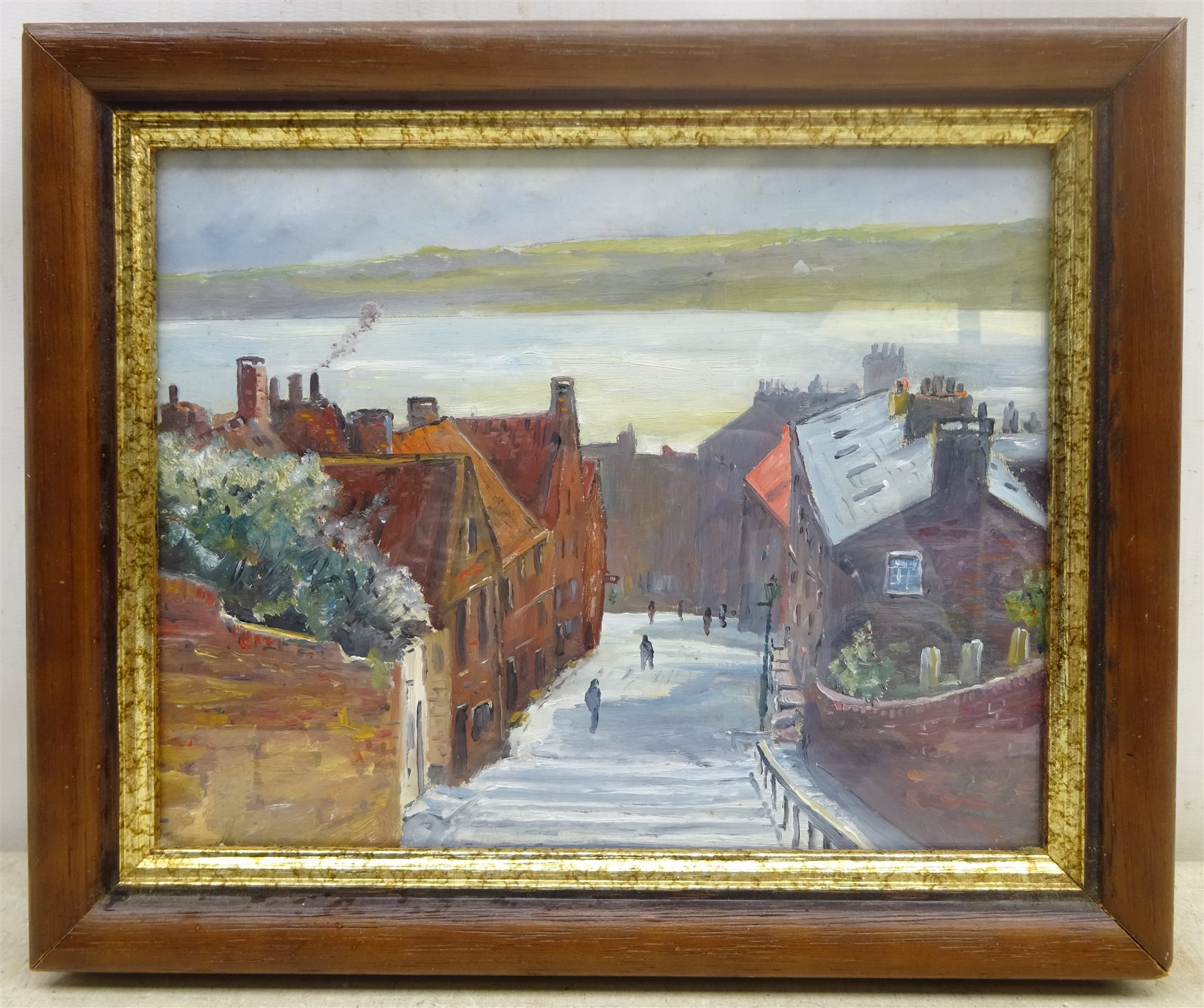 Robert Sheader (British 20th century): St Mary's Steps Scarborough, oil on board unsigned 19cm x 24cm