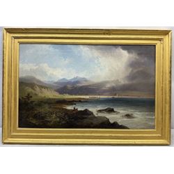 John Cairns (Scottish fl.1845-1870): 'Lochranza - Isle of Arran', oil on canvas, signed and titled with artist's Edinburgh address on original label verso 50cm x 80cm 
Provenance: private collection, purchased Shapes Auctioneers Edinburgh 27th April 2002 Lot 326