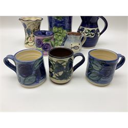 Collection of Crail pottery, to include, two vases, three mugs, two jugs etc (10)