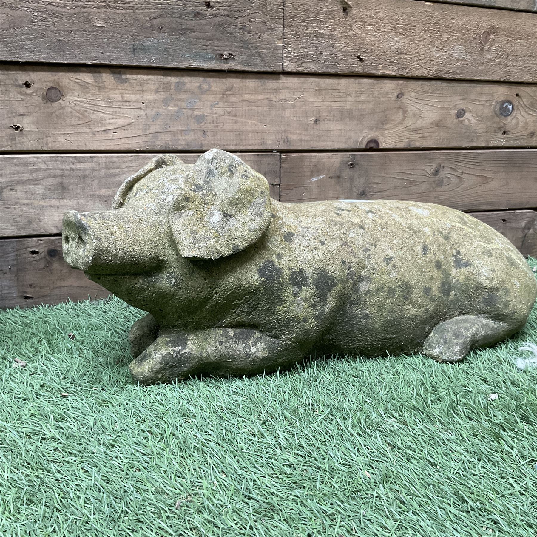 Cast stone pig and eagle garden ornaments  - THIS LOT IS TO BE COLLECTED BY APPOINTMENT FROM DUGGLEBY STORAGE, GREAT HILL, EASTFIELD, SCARBOROUGH, YO11 3TX