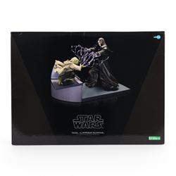 Kotobukiya Artfx Star Wars Yoda vs. Emperor Palpatine 1:7 scale pre-painted model kit, boxed