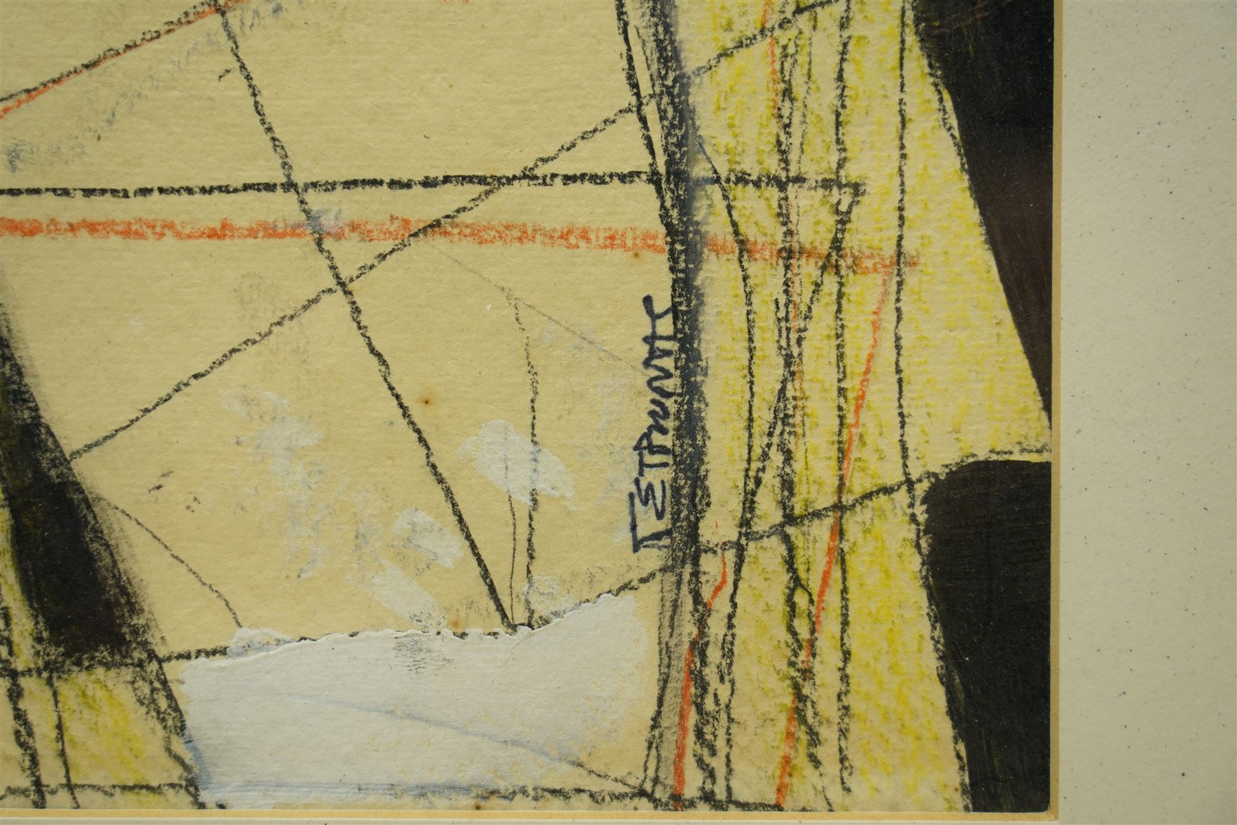 Continental School (20th Century): Cubist Nude, charcoal and watercolour indistinctly signed 40cm x 25cm 
