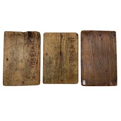 Three rustic hardwood stands/kneelers 