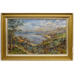 Runswick Bay, oil on canvas signed by Thomas H Smallwood (British 19th/20th century) 36cm x 60cm   