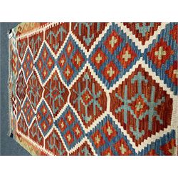 Choli Kilim red and beige ground rug, repeating border