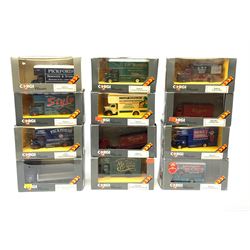 Corgi Classics - twelve commercial vehicles including eight various liveried Bedford O Series Pantechnicon vans, three Bedford O Series vans and an AEC 508 Forward Control 5-ton Cabover; many mint and boxed (12)