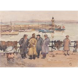 George Farquhar Pennington (British 1872-1961): Views of St Ives, two watercolours and one woodblock signed with monogram, max 22cm x 31cm (3) (unframed)