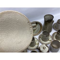 1970s Anchor studio pottery St Ives part coffee service by John Buchanan, all with various impressed anchor, St Ives and other marks, together with similar set of six studio pottery cups with impressed RP monogram