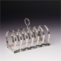 Silver six division toast rack with loop handle Birmingham 1933 Maker William Suckling Ltd