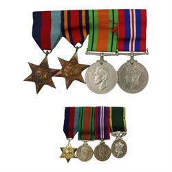 WWII British medal group comprising 1939-45 star, Burma Star, war medal and defence medal ...
