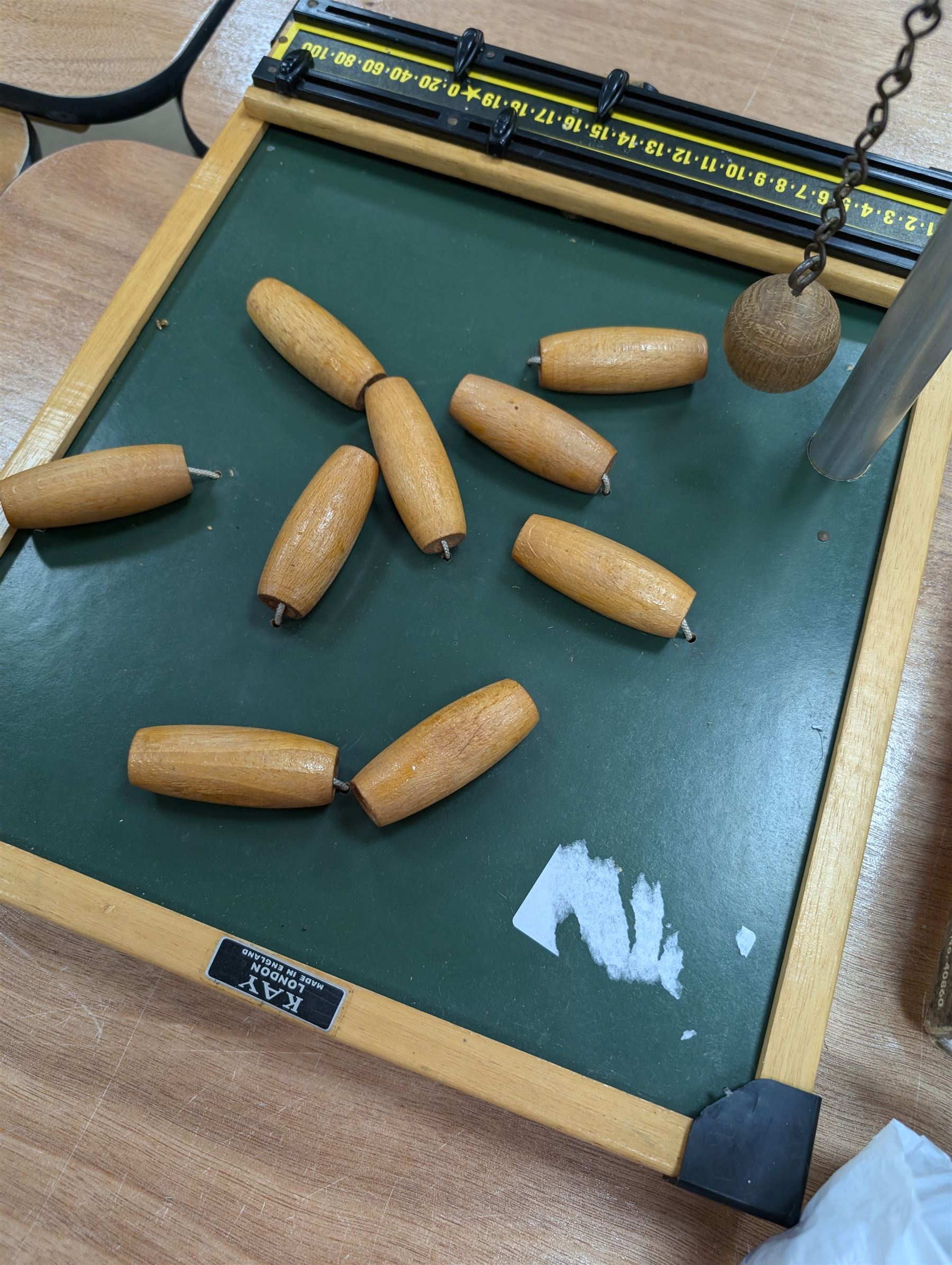 Kay of London table top skittles game, collection of plastic toy figures including Britains examples and a boxed Chad Valley Escaldo game