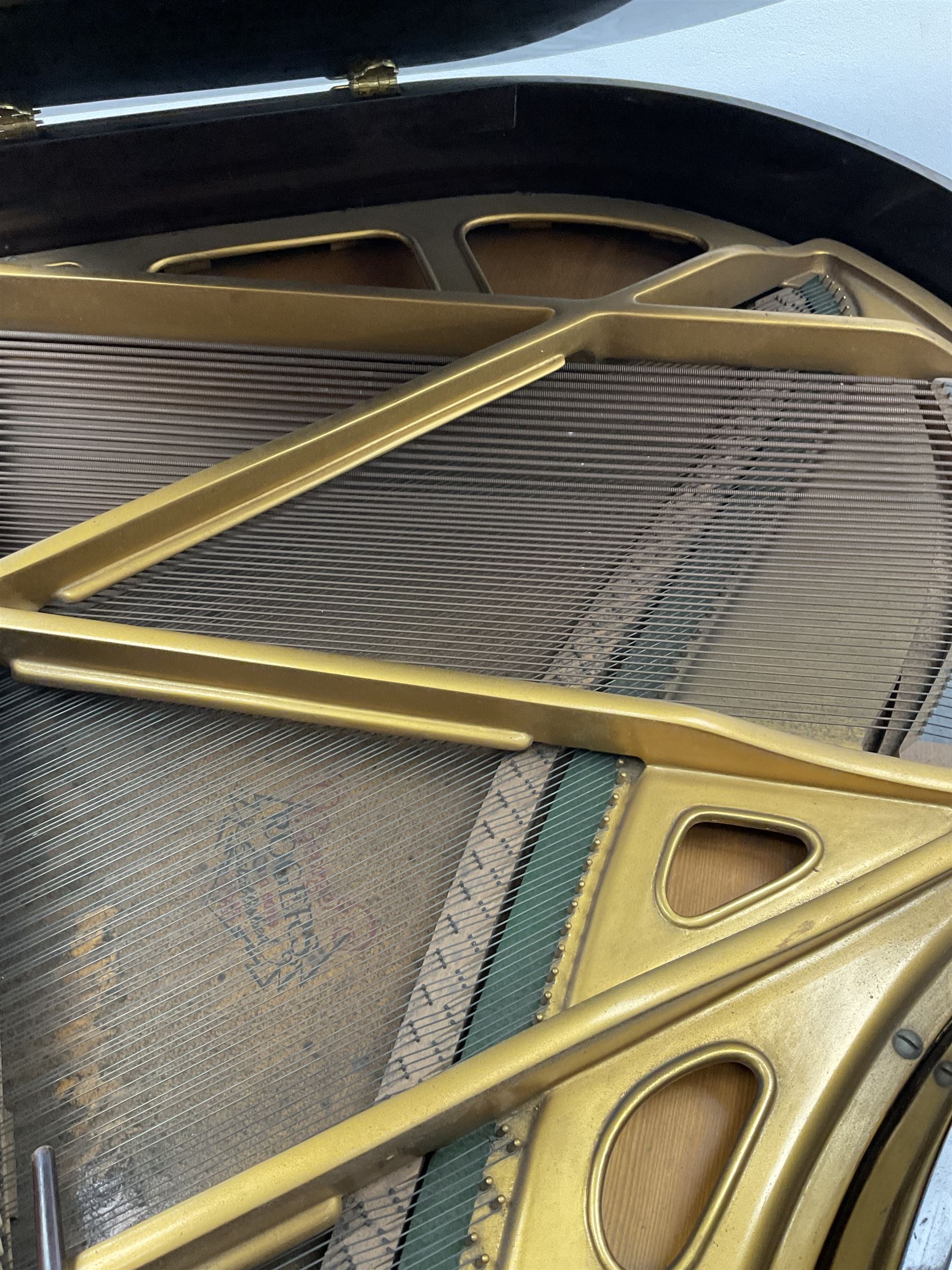 Rogers of London baby grand piano in lacquered mahogany case