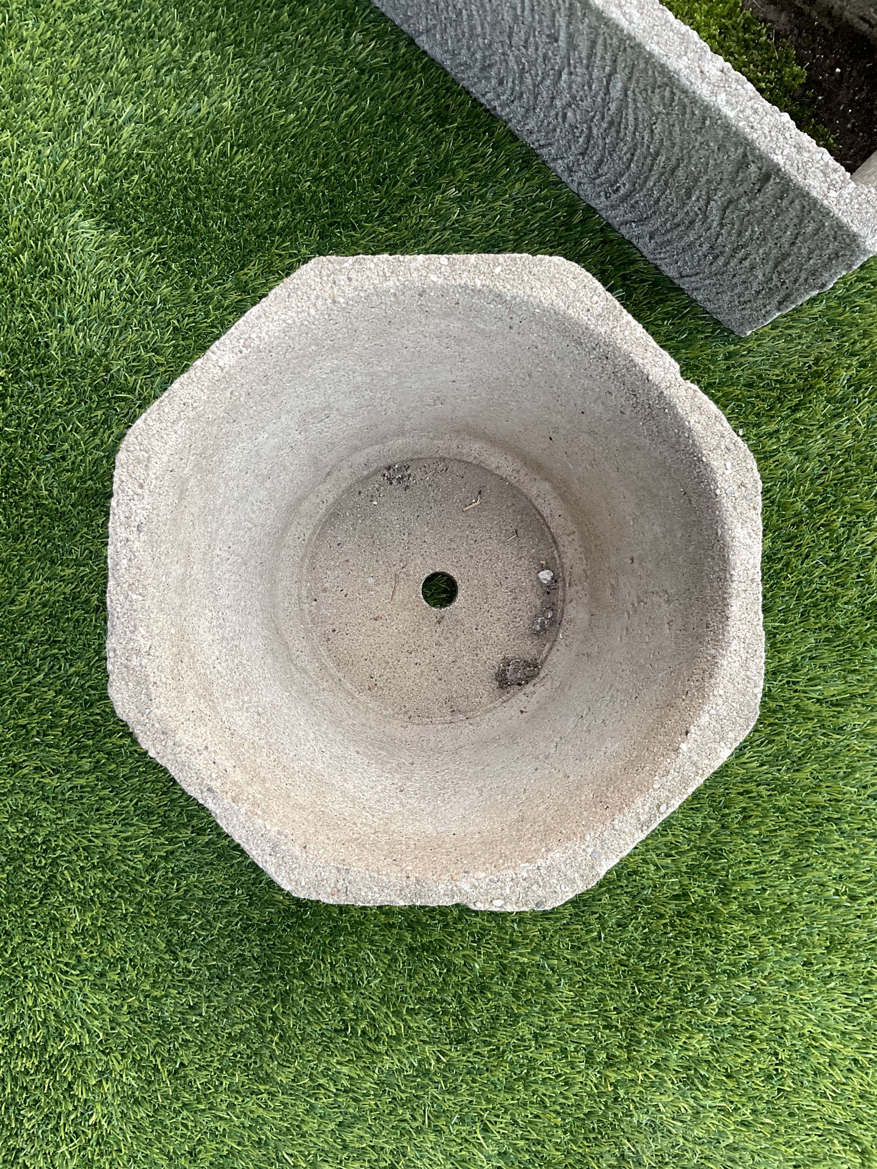 Pair of composite stone rectangular troughs and two small planters (4) - THIS LOT IS TO BE COLLECTED BY APPOINTMENT FROM DUGGLEBY STORAGE, GREAT HILL, EASTFIELD, SCARBOROUGH, YO11 3TX
