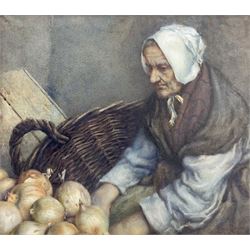 Percy Brooke (British 1869-1916): A Staithes Fishwife, watercolour signed 34cm x 39cm