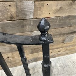 Set of wrought cast iron handrails in a black finish,