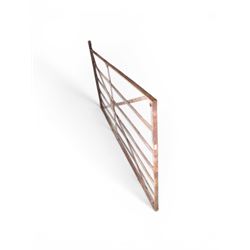 19th century Regency design painted wrought iron country estate gate, strapwork detail with five cast motifs, stamped W & J Rodenhurst, Drayton