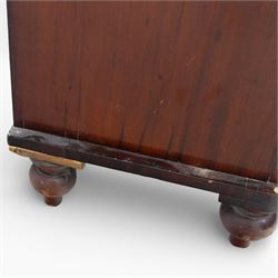 Victorian flame mahogany chest, fitted with two short over four long graduating drawers